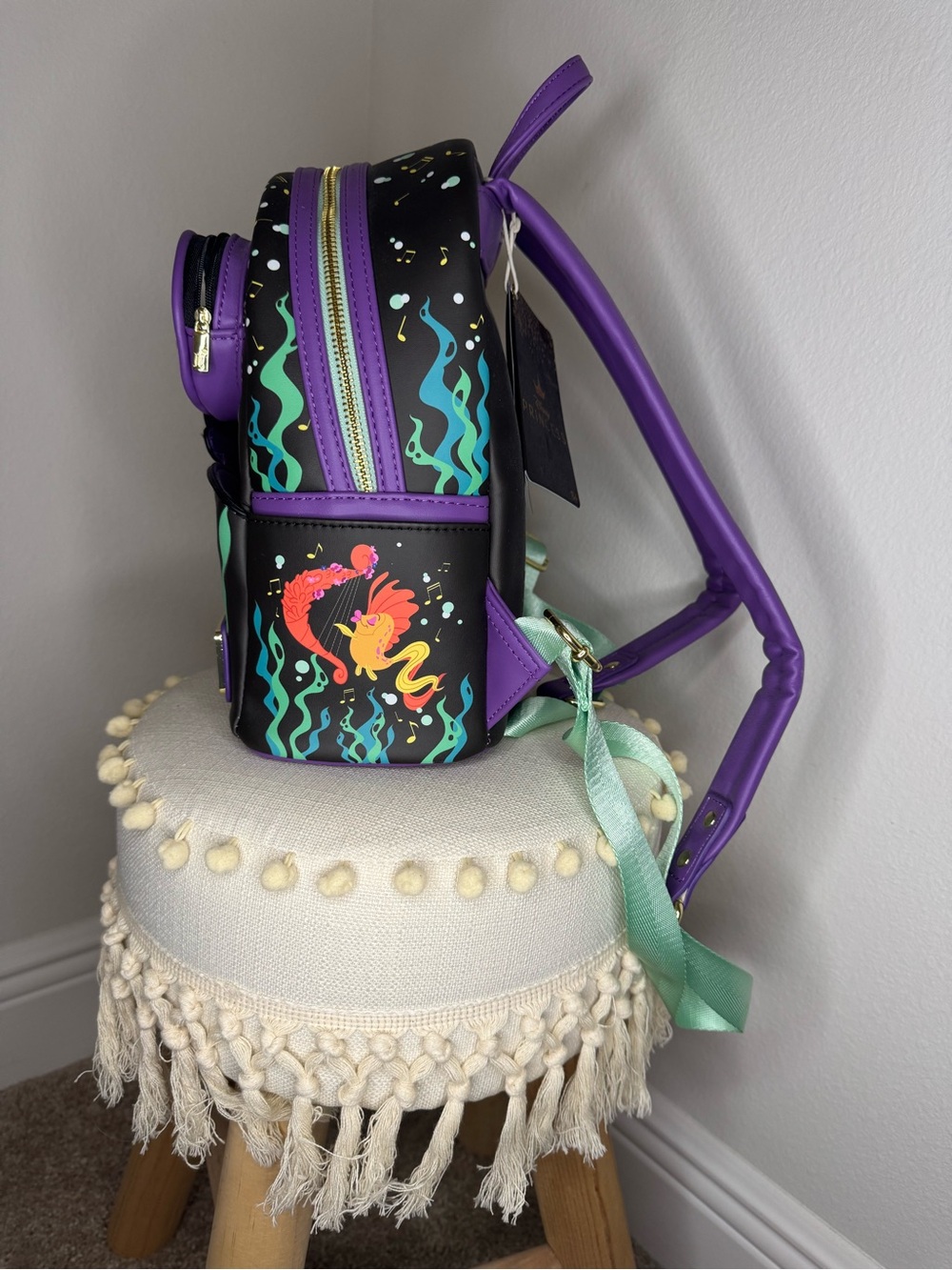 NWT Disney Loungefly The Little Mermaid Purple & Black Mini Backpack - Picture 9 of 10